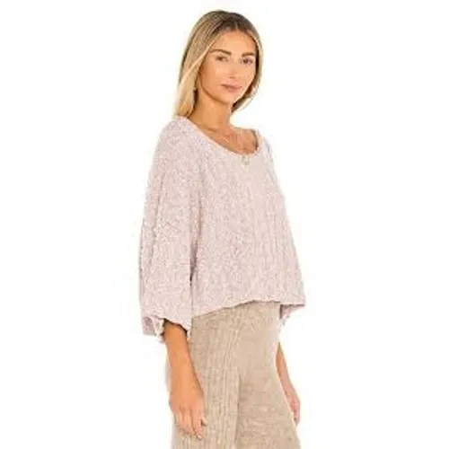Free‎ People Sweater Womens M Pink Bouclé Knit Cropped Bell Sleeve Boho Pullover - Image 2