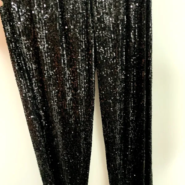 Nookie Black Sequin Flare Leg Jumpsuit One Piece Womens Size Small - Image 12