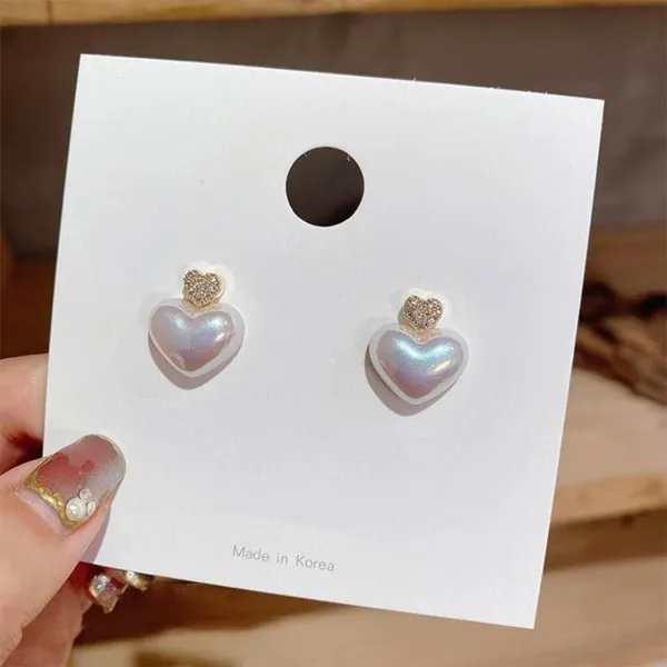 925 Sterling Silver Post Love Heart Stud Earrings for Women - Image 3