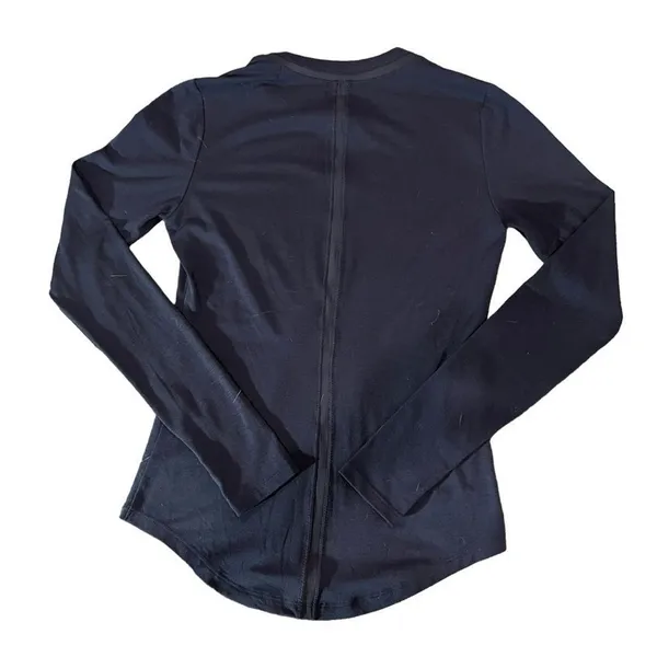 Athleta Top‎ Womens XXS Navy Blue Long Sleeve Crew Neck Performance Shirt - Image 3