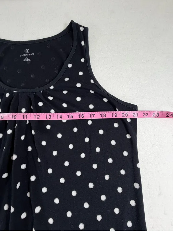 Lands’ End Polka Dot Swing Tank Top Women’s Large 14-16 Black White Cotton‎ - Image 3