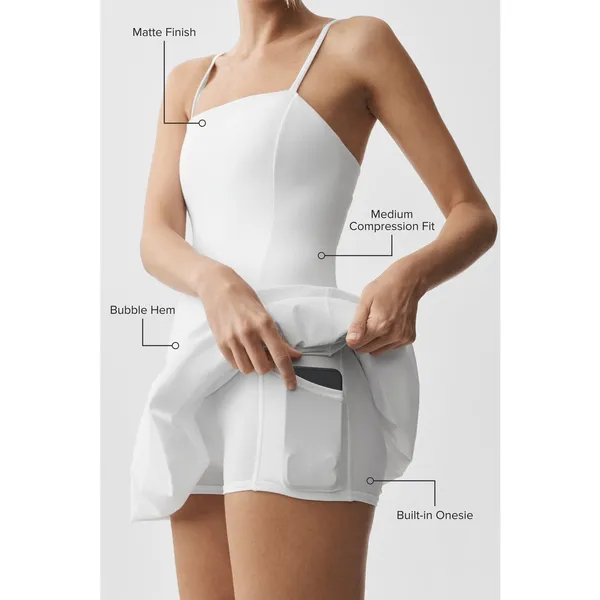 Alo Yoga Airbrush Love Match White Bubble Hem Tennis Mini Dress Shorts Size M - Image 2
