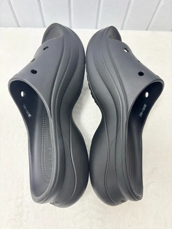 Crocs Classic Bae Slide Black Platform Sandals Slip On Shoes Womens Size‎ 9 NEW - Image 6