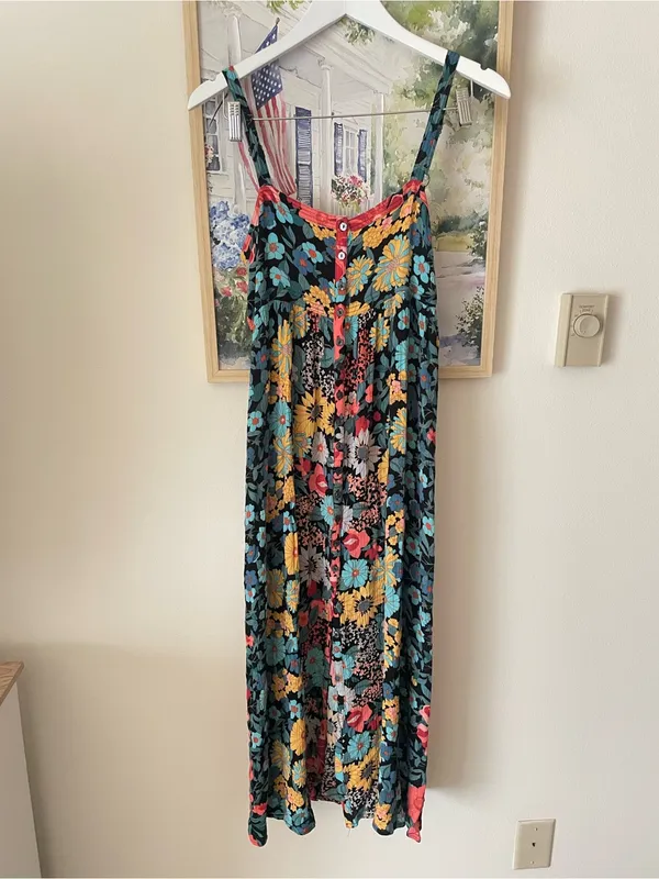 Natural Life Sidney Colorful Floral Boho Crinkle Maxi Dress Size Small - Image 4