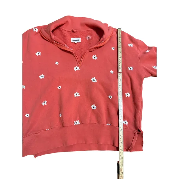 Lou & grey Coral‎ Daisy Embroidered Quarter Zip Sweatshirt Size S - Image 8