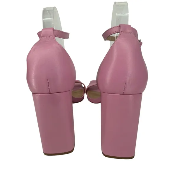 Steve Madden Tiaa Pink Leather Block Heel Square Toe Ankle Strap Sandals Sz‎ 10M - Image 10