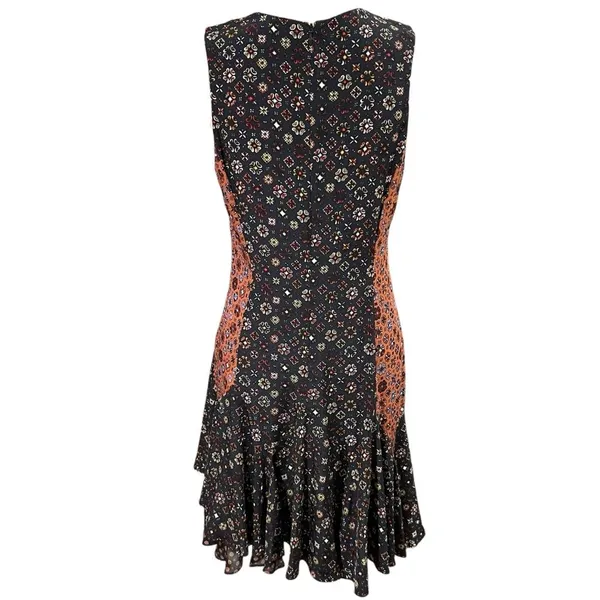 Derek Lam 10 Womens Silk Dress Sz 8 Medallion Print Asymmetric Hem Career Boho - Image 4