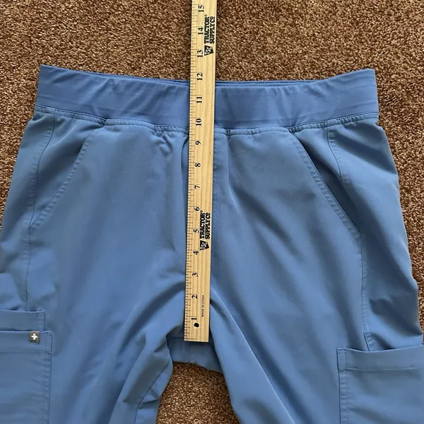 Figs Scrubs Pants Women’s Med Utility Nursing Blue Cargo Drawstring Pull On - Image 7