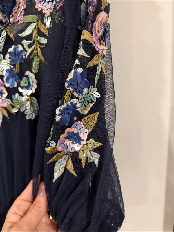 French Connection Navy Embroidered Midi Dress size‎ 6 new without tags - Image 4