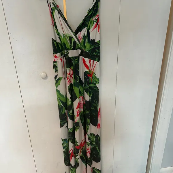 Tropical Floral Maxi Dress Green Size XL - Image 4
