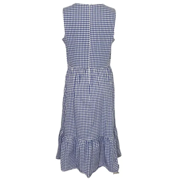 Shoshanna Gingham Check Tie Gilroy Dress Blue‎ White Size 12 $385 - Image 3