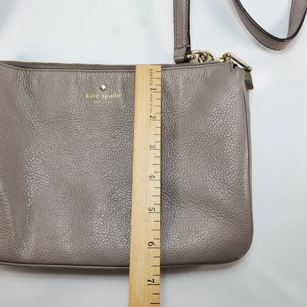 Kate Spade New York Leila Womens Leather‎ Triple Gusset Crossbody Bag Taupe Nude - Image 9