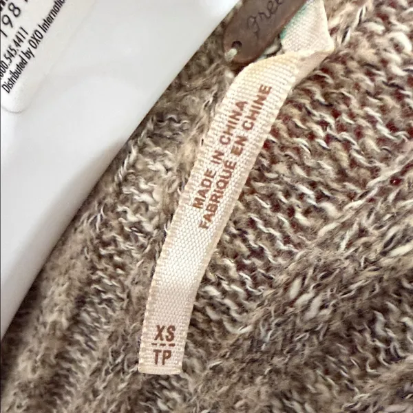 Free People Cozy Tan Women's Sweater Beached Shelled Size XS Oversized - Image 7