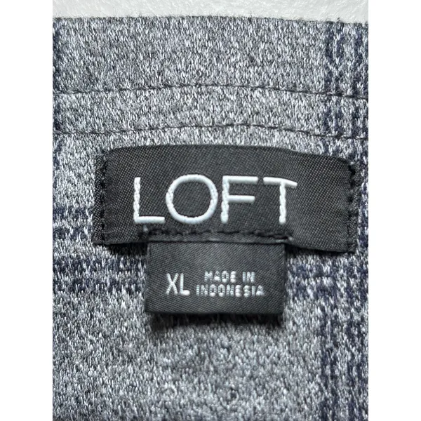 LOFT Gray Plaid Pull On Pants XL Stretch Slim Skinny Office‎ Workwear Y2K - Image 4