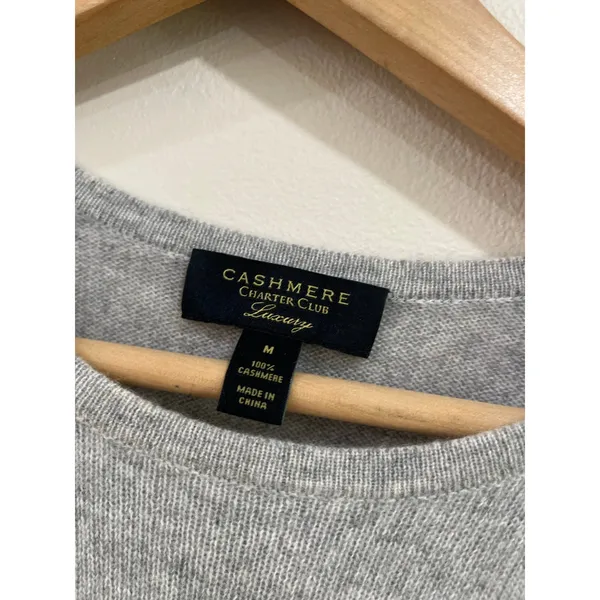 Charter Club‎ Luxury Cashmere Gray Crew Neck Sweater Size Medium - Image 5