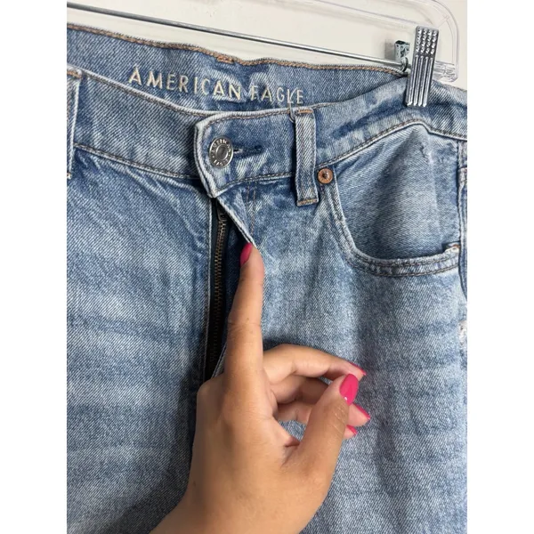 American Eagle Stretch Highest Rise Ripped Baggy Straight 10R‎ Streetwear - Image 7