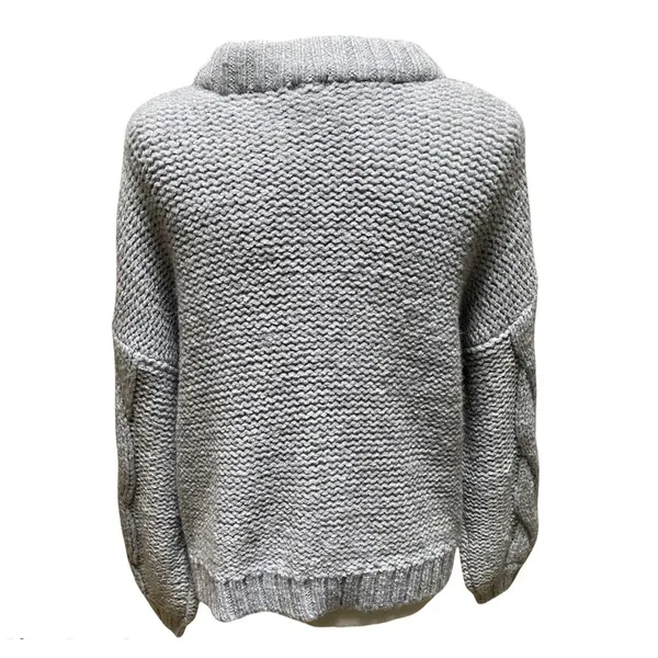 Aerie Snowday Oversized Chunky Cable Knit Sweater Gray Crew Neck NWOT XS - Image 4
