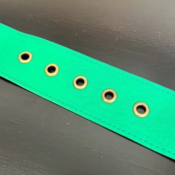 Pieces Verinda belt, multi color bejeweled buckle, green retro belt,43” length - Image 12