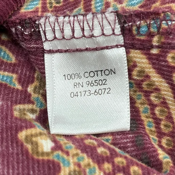 Christopher & Banks Long Sleeve Button Down Paisley Corduroy Cotton Shirt Large - Image 4