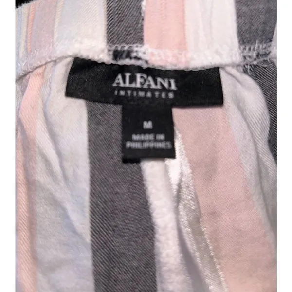 ALFANI Intimates Stripe Notched Collar Pocket Shirt Pajama Top Shorts M - Image 8