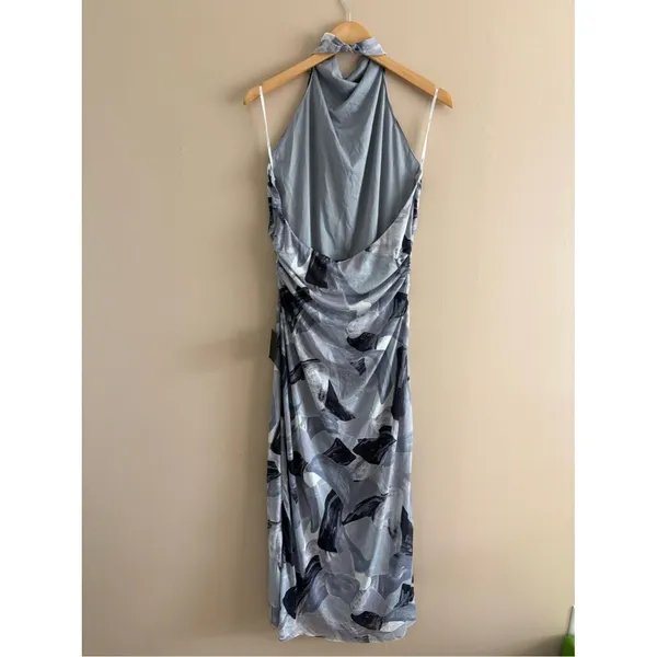 Lulus Idyllic in Ibiza Grey Abstract Print Mock Neck Halter Midi Dress Size XL - Image 5