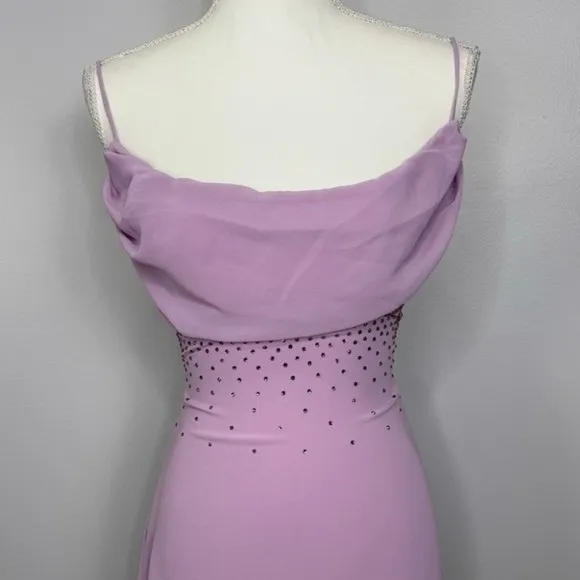Mistress Rocks Mini Dress Size Medium Lilac Cowl Neck Rhinestone Party Sexy‎ NWT - Image 4