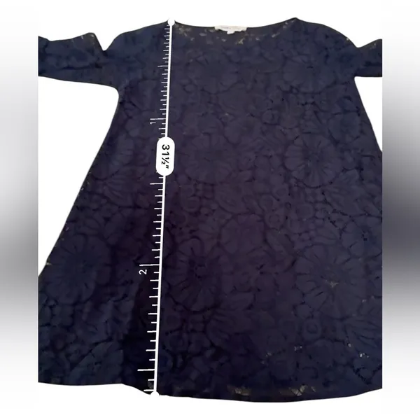 RTR Elizabeth and James Glorietta Navy Blue Lace‎ 3/4 Bell Sleeve Mini Dress - Image 11