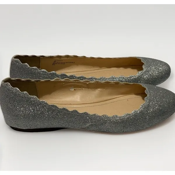 Betsey Johnson SB Dance Glitter Flats Silver Size 9 Blue Sole EUC Bride Wedding - Image 3
