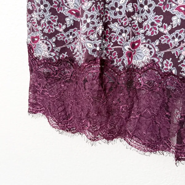 [Abercrombie & Fitch] Purple Floral Paisley Print Lace Trim Midi Skirt Sz Medium - Image 10