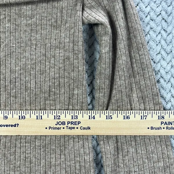 Stradivarius Bardot Top Size L Tan Lightweight Ribbed Knit Sweater Neutral - Image 5