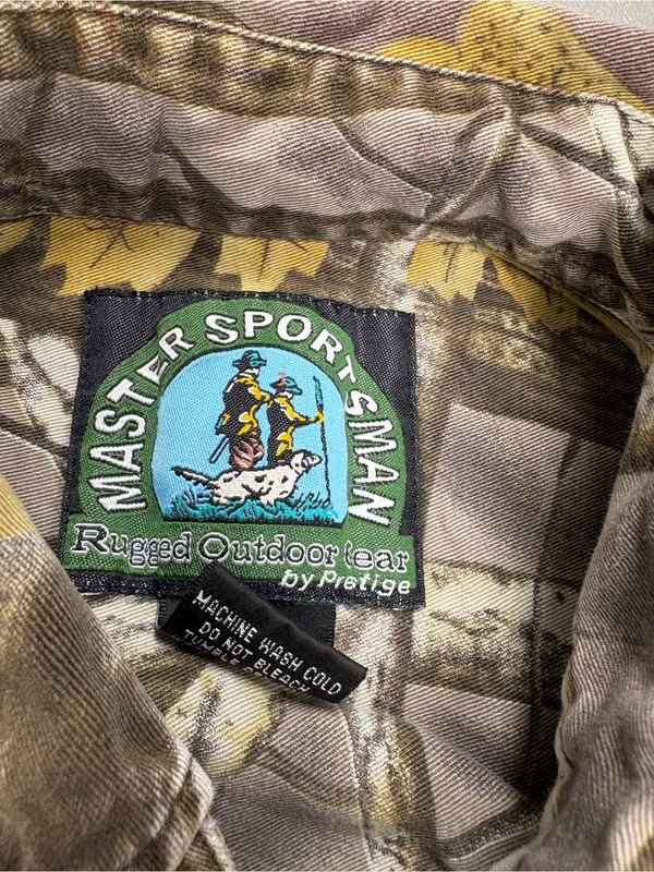 Vintage Master Sportsman Camo Button Up Shirt Womens XL Raw Hem Real Tree Leaves - Image 2