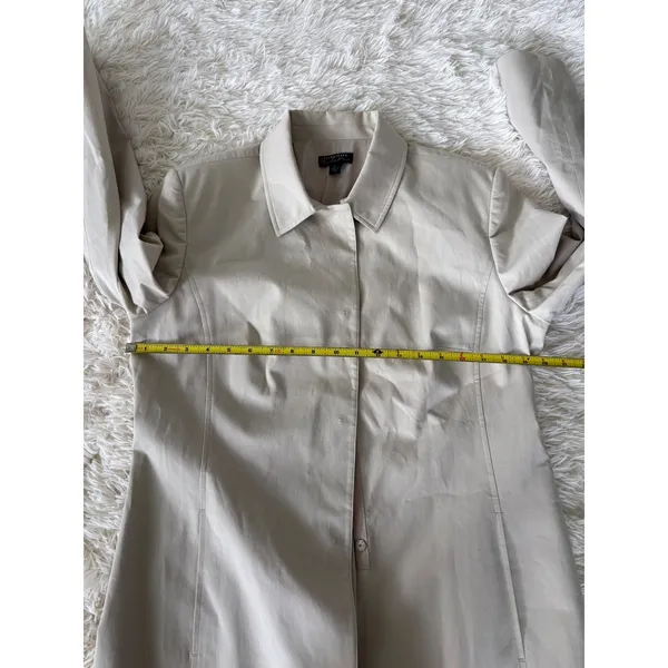 Classiques Entier Vintage Women's Beige Trench‎ Coat, Collared, Size Large - Image 5