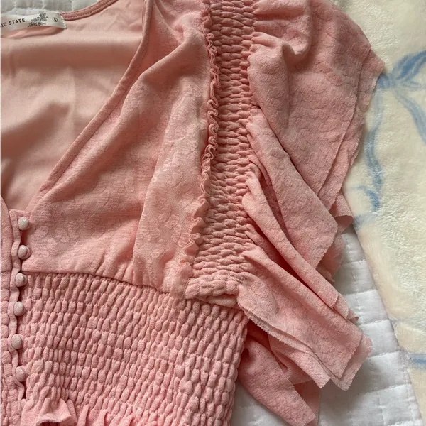 Altar’d State Light Pink Cropped Ruffle Top - Image 2