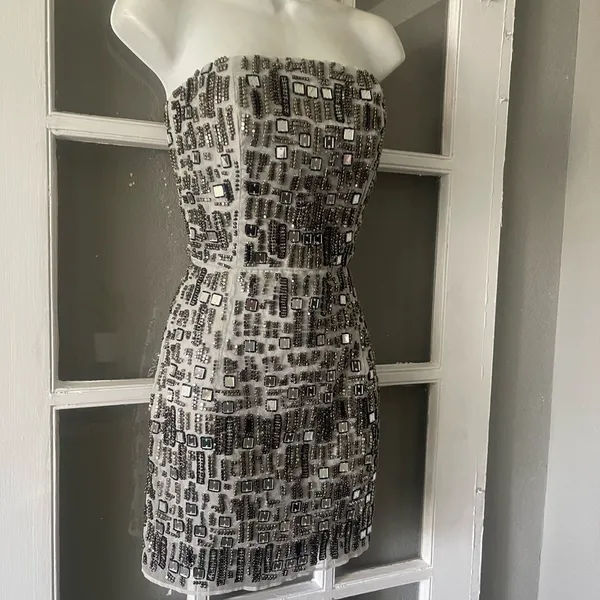 Topshop‎ Strapless Beaded Mini Dress - Image 11