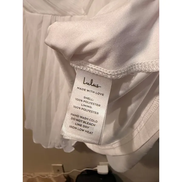 Lulus Mini Dress Women Large White DJ1682 Off Shoulder Pleated Ruffle Bridal New - Image 5