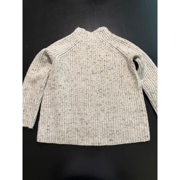 Madewell Donegal Ribbed Mock‎ Neck Sweater Cream Grey Flecked XS Pullover - Image 4