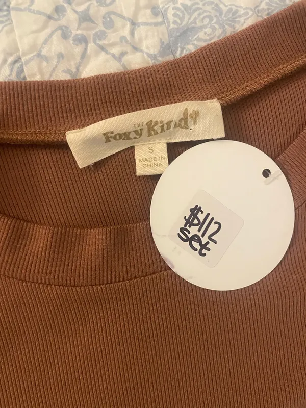 White Fox Foxy Kind All Weekend Long Pant Set Camel - Image 4