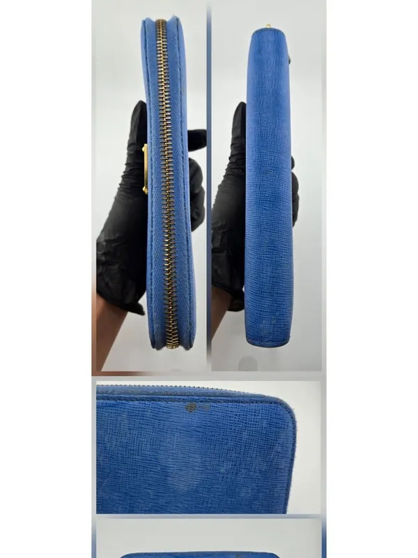 Fendi Royal Blue Zip Around Leather Wallet - Image 7