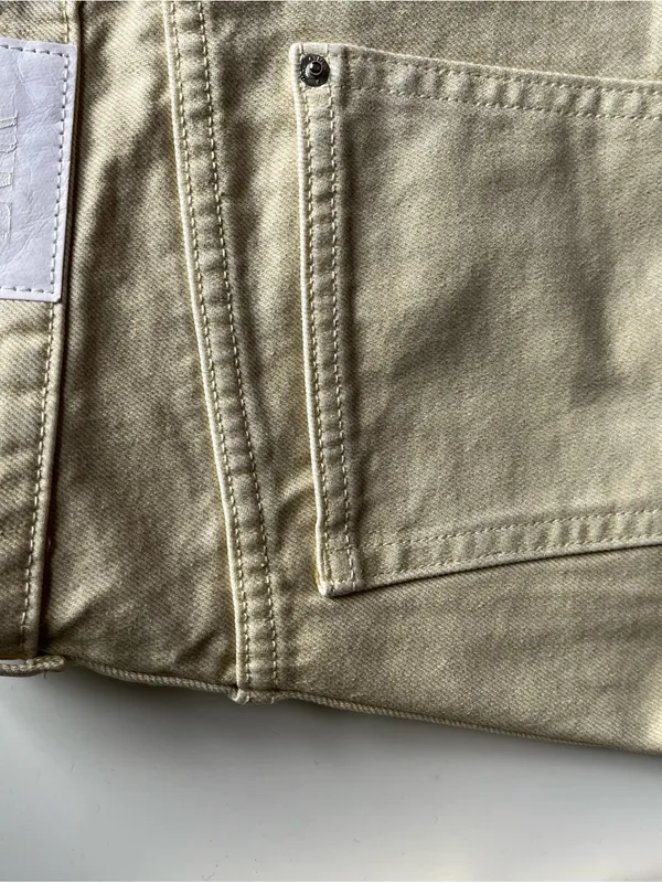Zara Pale Yellow Raw-Hem Denim Shorts - Image 6