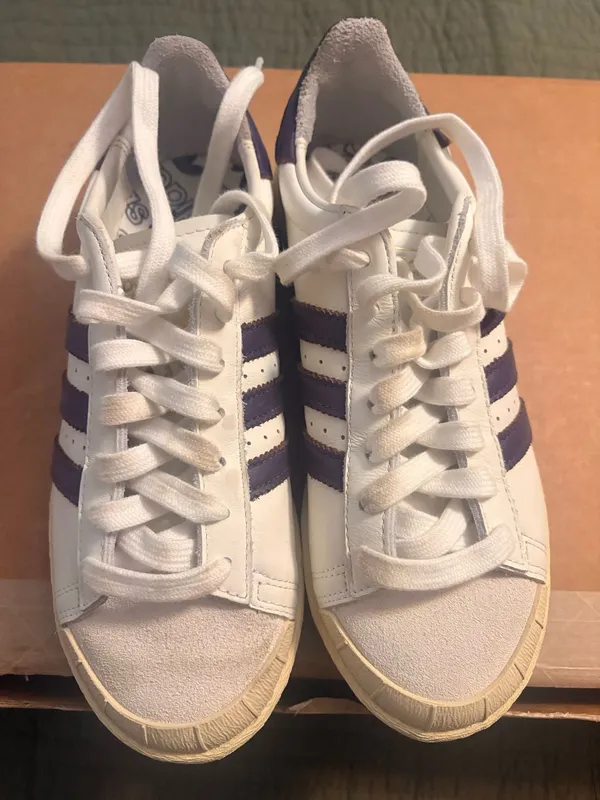 Adidas Jabar Lows White w/Purple Stripes - Image 3