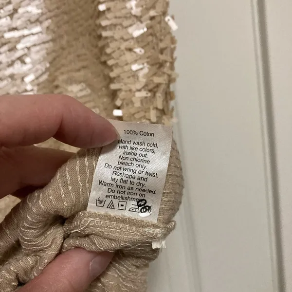 *J. Crew Collection Colorblock Ivory Tan Sequin Large Party Sleeveless Blouse #L - Image 4