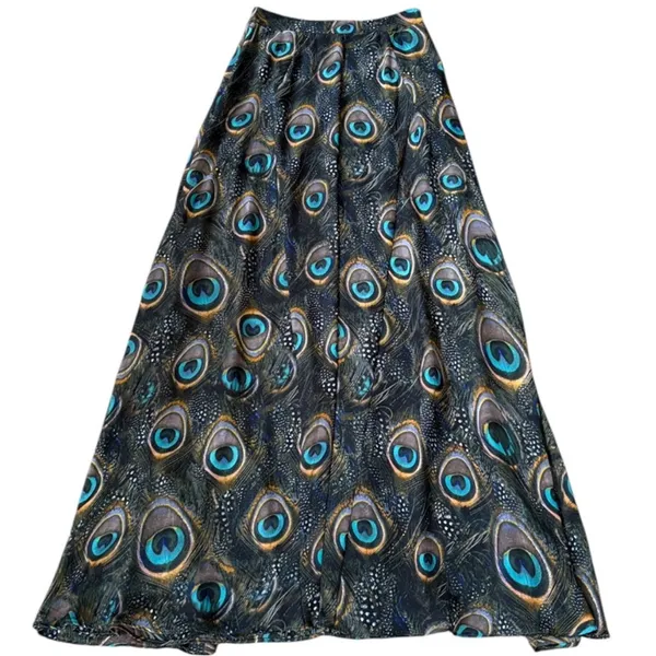 Like New Show Me Your Mumu Peacock Feather Maxi Skirt Size Small - Image 5