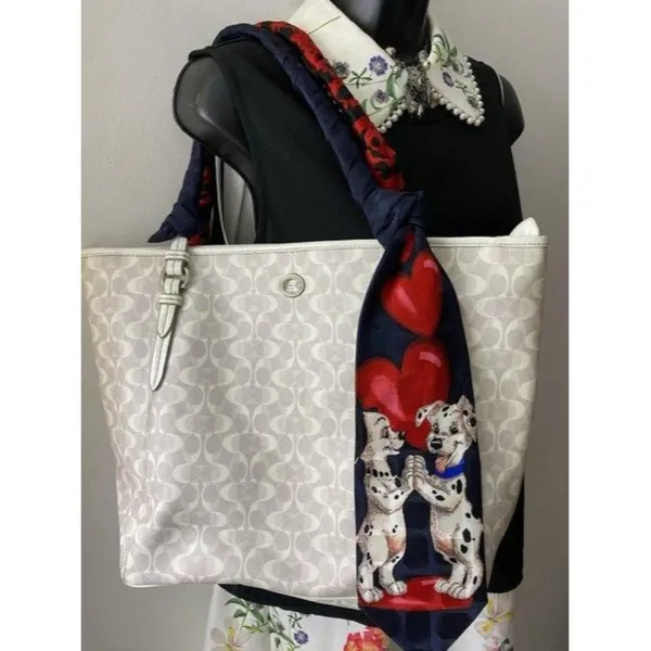 coach w customized w tie sash cream tan tote - Image 7