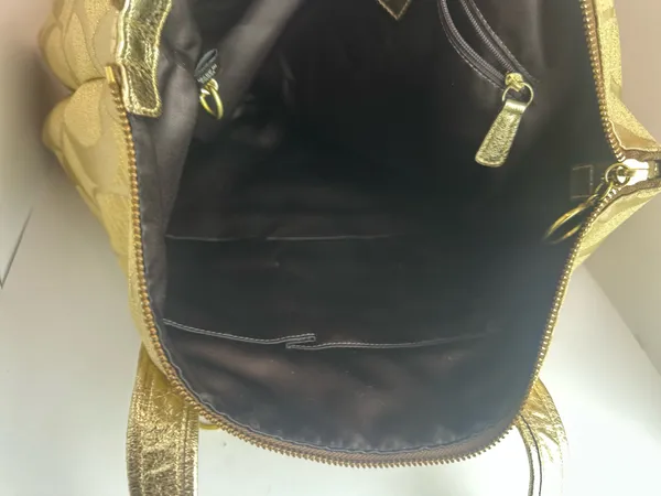 Coach Poppy Op Art Glam Tote Gold Metallic Ja Handbag - Image 16