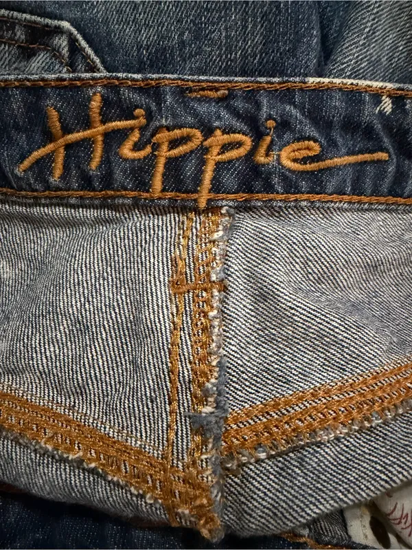 Hippie Vintage Y2K Paint Splatter Straight Leg Jeans Size 29 100% Cotton Raw Hem - Image 6