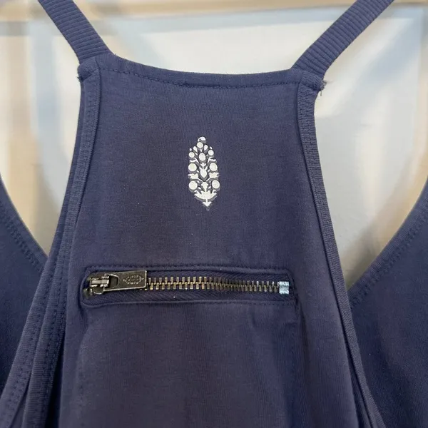 FREE PEOPLE Movement Hot Shot Mini Dress in Blue Indigo Size Large - Image 10