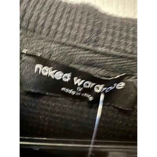 Naked Wardrobe Hoodie Womens 1X Black Cropped Zip Up Solid‎ NWT - Image 4