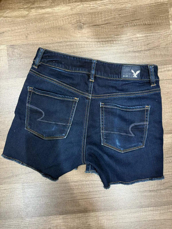 American Eagle Hi Rise Shortie dark wash denim shorts size 4 - Image 2