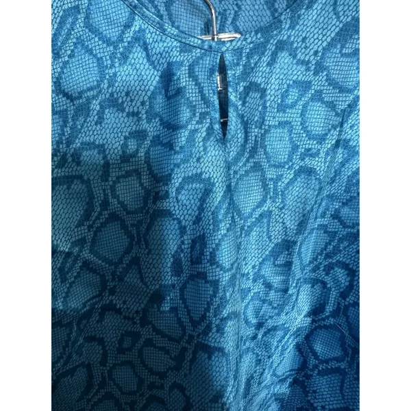 Morgan Taylor Intimates Pajama Set Women’s Small Blue Satin Snakeskin Pants/Tank - Image 3
