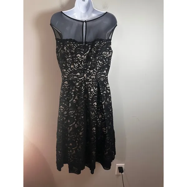 Eliza J Womens Black‎ Floral Lace Illusion Neck Fit & Flare Cocktail Dress 8 - Image 7